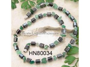 Assorted Colored Semi precious Stone Beads Hematite Cube Beads Stone Chain Choker Fashion Women Necklace